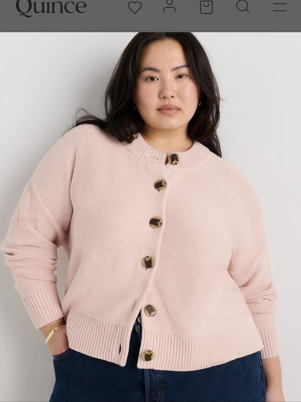 Quince Blush Pink Button-Front Organic Cotton Cardigan NWT 3X